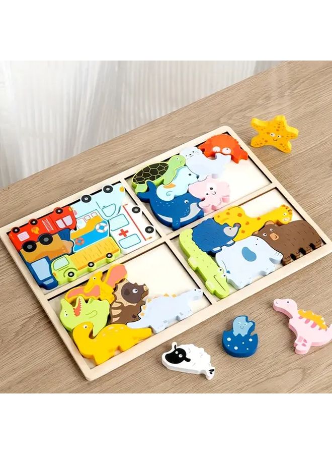 4 In 1 Wooden Cognitive Puzzle For Hand Eye Coordination And Focus Training - Image 1